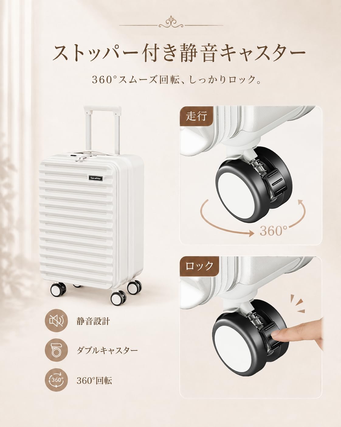 [Soralifer] スーツケース フロントオープン キャリーケース 機内持ち込み カップホルダー付き USBポート付き ストッパー付き 前開き 軽量 S Mサイズ ファスナータイプ TSAロック ダブルキャスター 海外旅行 出張 卒業旅行