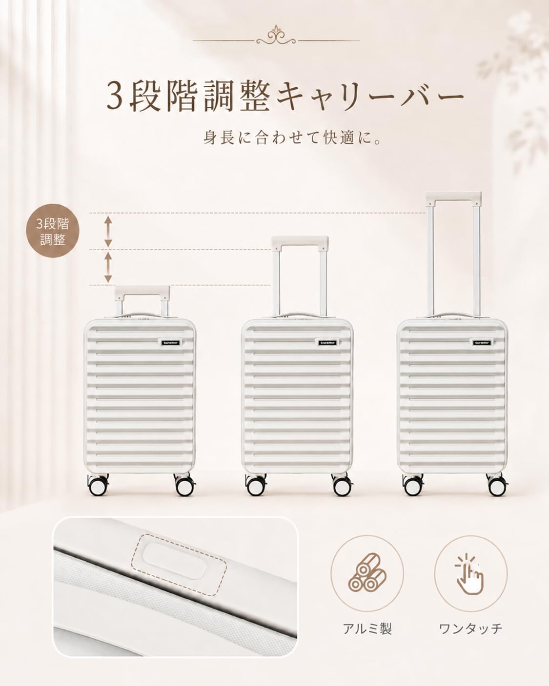 [Soralifer] スーツケース フロントオープン キャリーケース 機内持ち込み カップホルダー付き USBポート付き ストッパー付き 前開き 軽量 S Mサイズ ファスナータイプ TSAロック ダブルキャスター 海外旅行 出張 卒業旅行