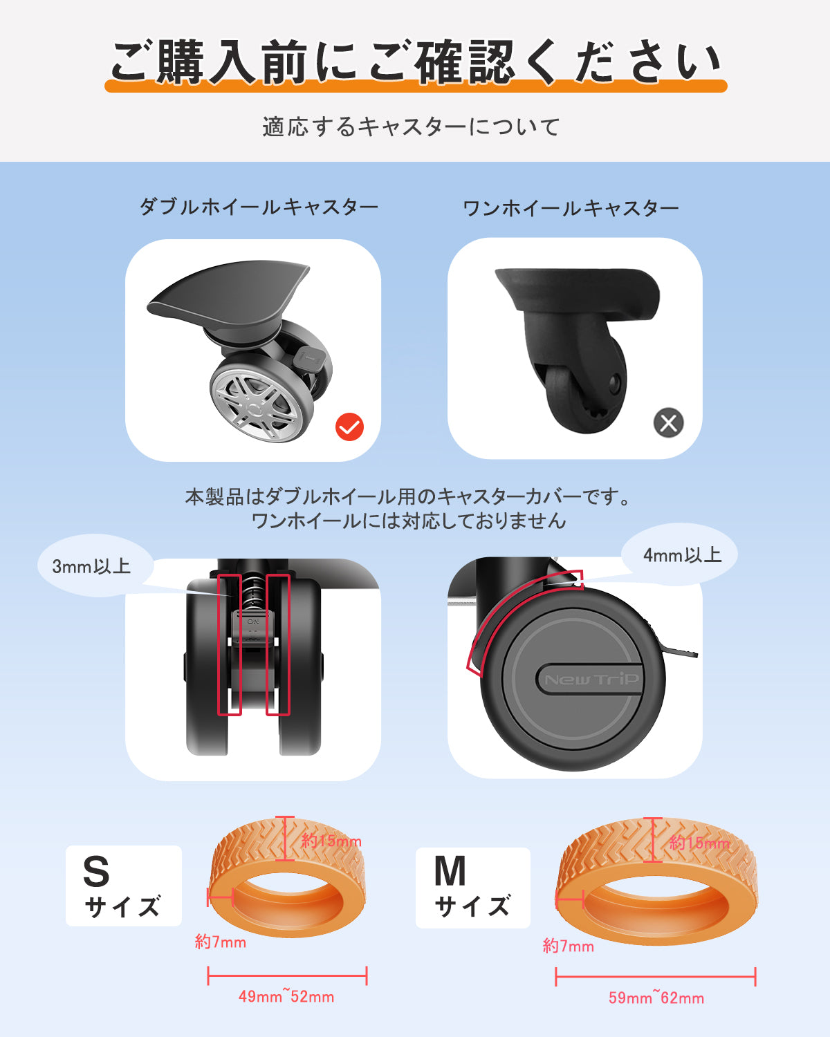 [New Trip] 【10個セット】 スーツケース用キャスターカバー NT3101