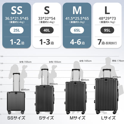 [Augustre] スーツケース 機内持ち込み 超軽量 キャリーケース 大型 多機能 キャリーバッグ SS/S/M/Lサイズ 旅行 ビジネス 出張