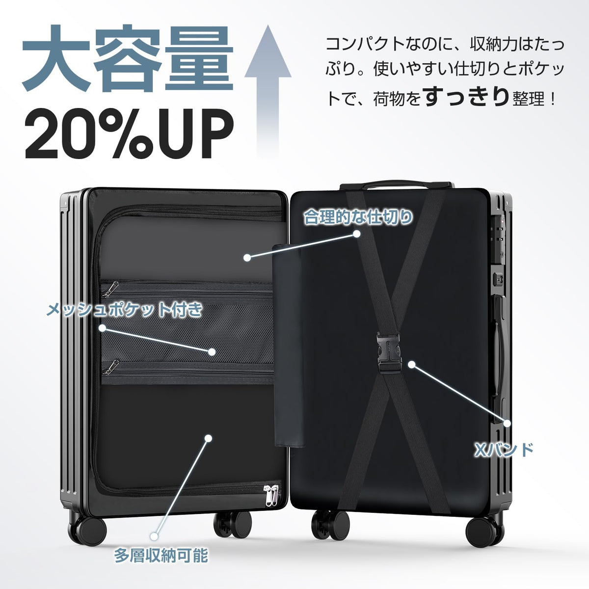 [Augustre] スーツケース 機内持ち込み 超軽量 キャリーケース 大型 多機能 キャリーバッグ SS/S/M/Lサイズ 旅行 ビジネス 出張