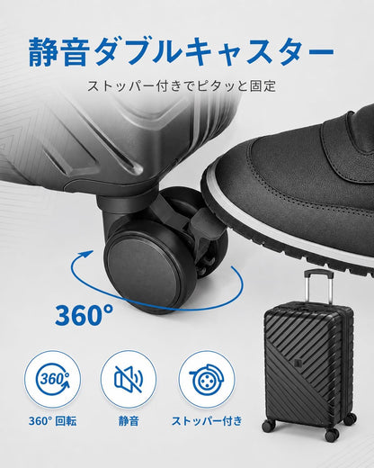 [Soralifer] スーツケース 拡張機能付き キャリーケース マチ幅5cm拡張で容量20％UP 機内持ち込み 大型 軽量 USBポート ストッパー付き キャリーバック S/M/Lサイズ ファスナータイプ ダブルキャスター 旅行 出張