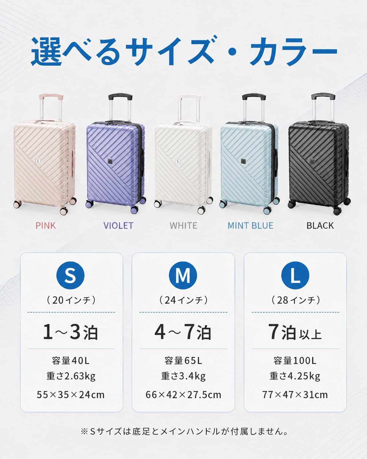 [Soralifer] スーツケース 拡張機能付き キャリーケース マチ幅5cm拡張で容量20％UP 機内持ち込み 大型 軽量 USBポート ストッパー付き キャリーバック S/M/Lサイズ ファスナータイプ ダブルキャスター 旅行 出張