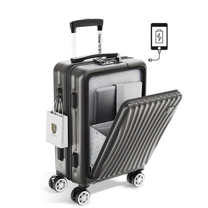 [New Trip] スーツケース フロントオープン式 USBボード付き 0702