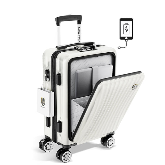[New Trip] スーツケース フロントオープン式 USBボード付き 0702