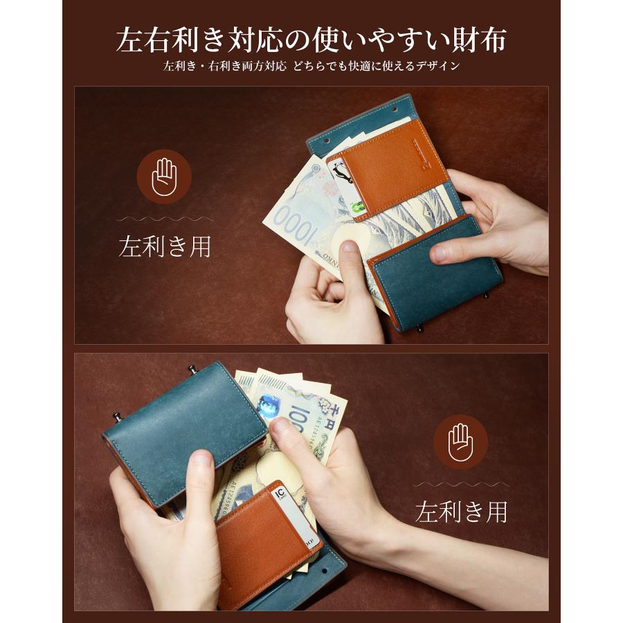[Anycool] 財布 メンズ 二つ折り 本革 プエブロレザー 大容量 薄型 コンパクト カード収納 小銭入れ付き 左右対応 軽量 高級感 ビジネス ギフト プレゼント