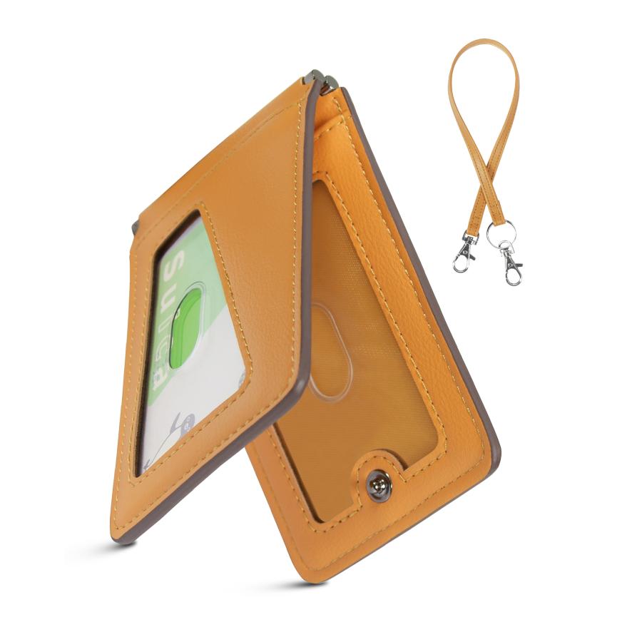 [Anycool] パスケース メンズ レディース 本革 定期入れ ストラップ付き ICカード2枚収納 バタフライ式 カードケース IDカードホルダー 薄型 軽量 通学 プレゼント 爆買