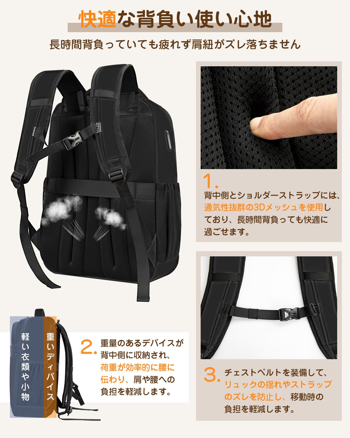MONOMI 2101｜軽量2WAYビジネスリュック PC収納・USB対応 撥水